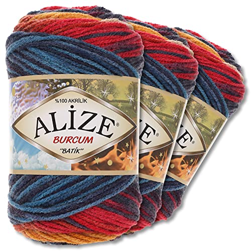 Alize 3 x 100g Burcum Batik Premium Wolle 100% Acryl 29 Farben Farbverlauf Akzente (4340) von Wohnkult