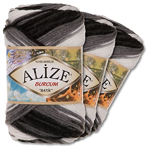 Alize 3 x 100g Burcum Batik Premium Wolle 100% Acryl 29 Farben Farbverlauf Akzente (4428) von Wohnkult