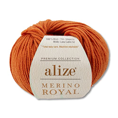 Alize 50 g Merino Royal 100% Merinowolle 9 Farben zur Auswahl Superwash Garn Warmer Wolle Häkeln Stricken (89 | Terracotta) von Wohnkult