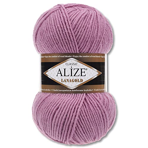 Wohnkult Alize 100 g Lanagold Premium Wolle 51 Auswahl Mützen Decken Kleidung Accesoire (28 | Rose) von Wohnkult