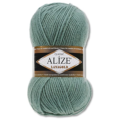 Wohnkult Alize 100 g Lanagold Premium Wolle 51 Auswahl Mützen Decken Kleidung Accesoire (386 | Azurblau) von Wohnkult