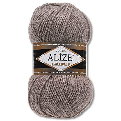 Wohnkult Alize 100 g Lanagold Premium Wolle 51 Auswahl Mützen Decken Kleidung Accesoire (650 | Beige-Weiß) von Wohnkult