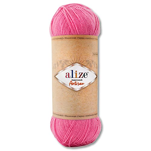Wohnkult Alize 100 g Superwash Artisan Sockenwolle Premium 16 Auswahl Kontrast Häkeln Stricken (178 | Rosa) von Wohnkult