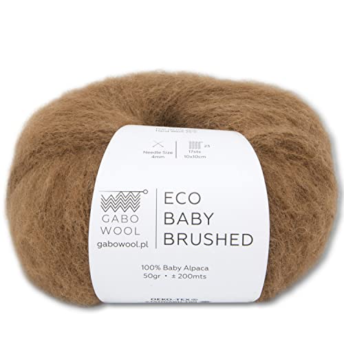 Wohnkult Gabo Wool 50 g Eco Baby Brushed 100% Baby Alpaka Gebürstet zur Auswahl Qualität (Hellbraun | F1275) von Wohnkult