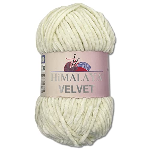 Wohnkult Himalaya 100 g Velvet Dolphin Wolle 40 Farben zur Auswahl Chenille Strickgarn Flauschgarn Glanz Accessoire Kleidung Decken (90008 | Vanille) von Wohnkult