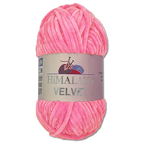 Wohnkult Himalaya 100 g Velvet Dolphin Wolle 40 Farben zur Auswahl Chenille Strickgarn Flauschgarn Glanz Accessoire Kleidung Decken (90009 | Pink) von Wohnkult