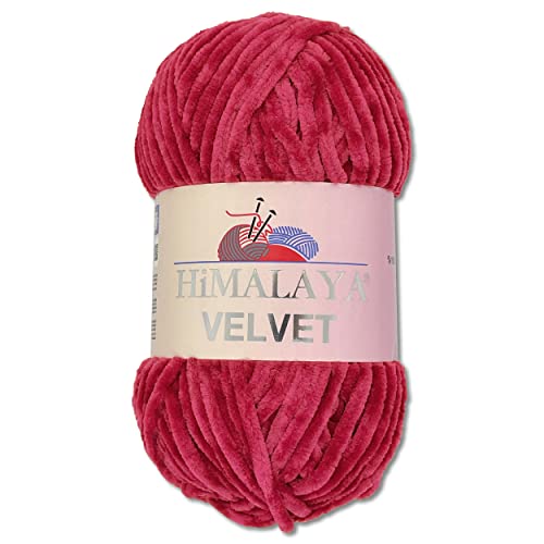 Wohnkult Himalaya 100 g Velvet Dolphin Wolle 40 Farben zur Auswahl Chenille Strickgarn Flauschgarn Glanz Accessoire Kleidung Decken (90010 | Fuchsia) von Wohnkult
