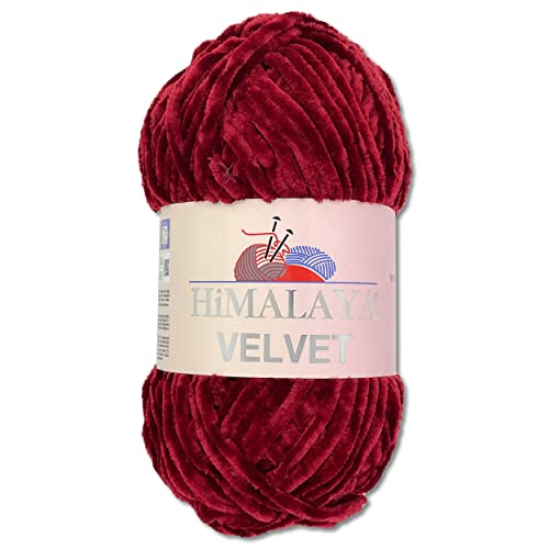 Wohnkult Himalaya 100 g Velvet Dolphin Wolle 40 Farben zur Auswahl Chenille Strickgarn Flauschgarn Glanz Accessoire Kleidung Decken (90022 | Kirschrot) von Wohnkult