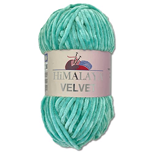 Wohnkult Himalaya 100 g Velvet Dolphin Wolle 40 Farben zur Auswahl Chenille Strickgarn Flauschgarn Glanz Accessoire Kleidung Decken (90035 | Türkis) von Wohnkult