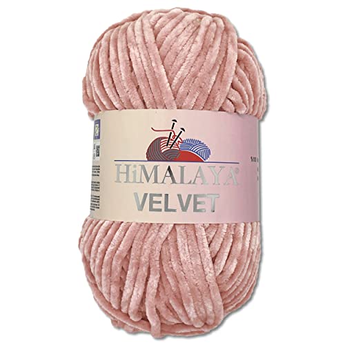 Wohnkult Himalaya 100 g Velvet Dolphin Wolle 40 Farben zur Auswahl Chenille Strickgarn Flauschgarn Glanz Accessoire Kleidung Decken (90049 | Altrosa) von Wohnkult