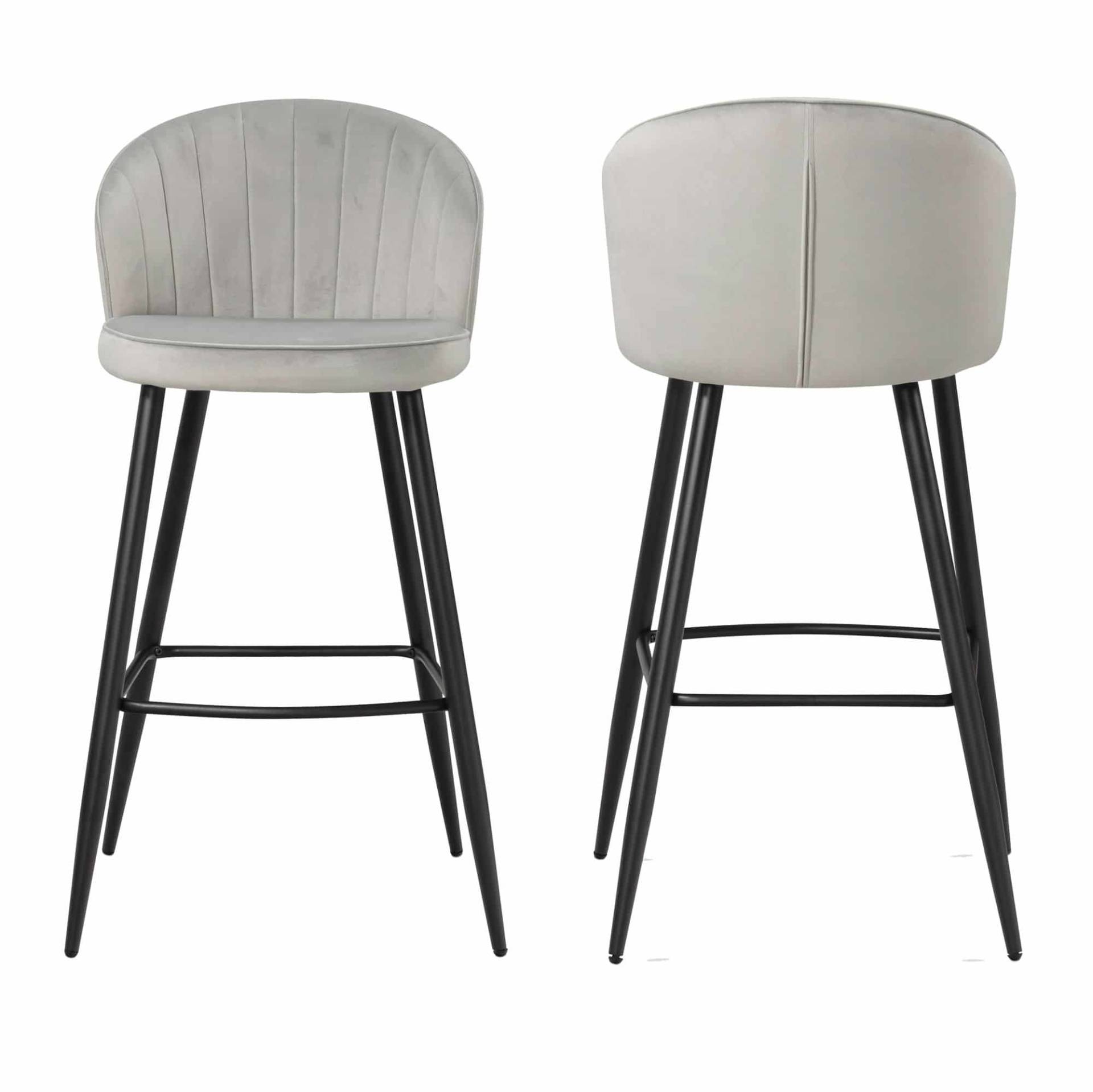 2er Set Barhocker Samt Grau Hocker mit Lehne 56x102 2er Set Barhocker Samt Grau Hocker mit Lehne 56x102 von Wohnling