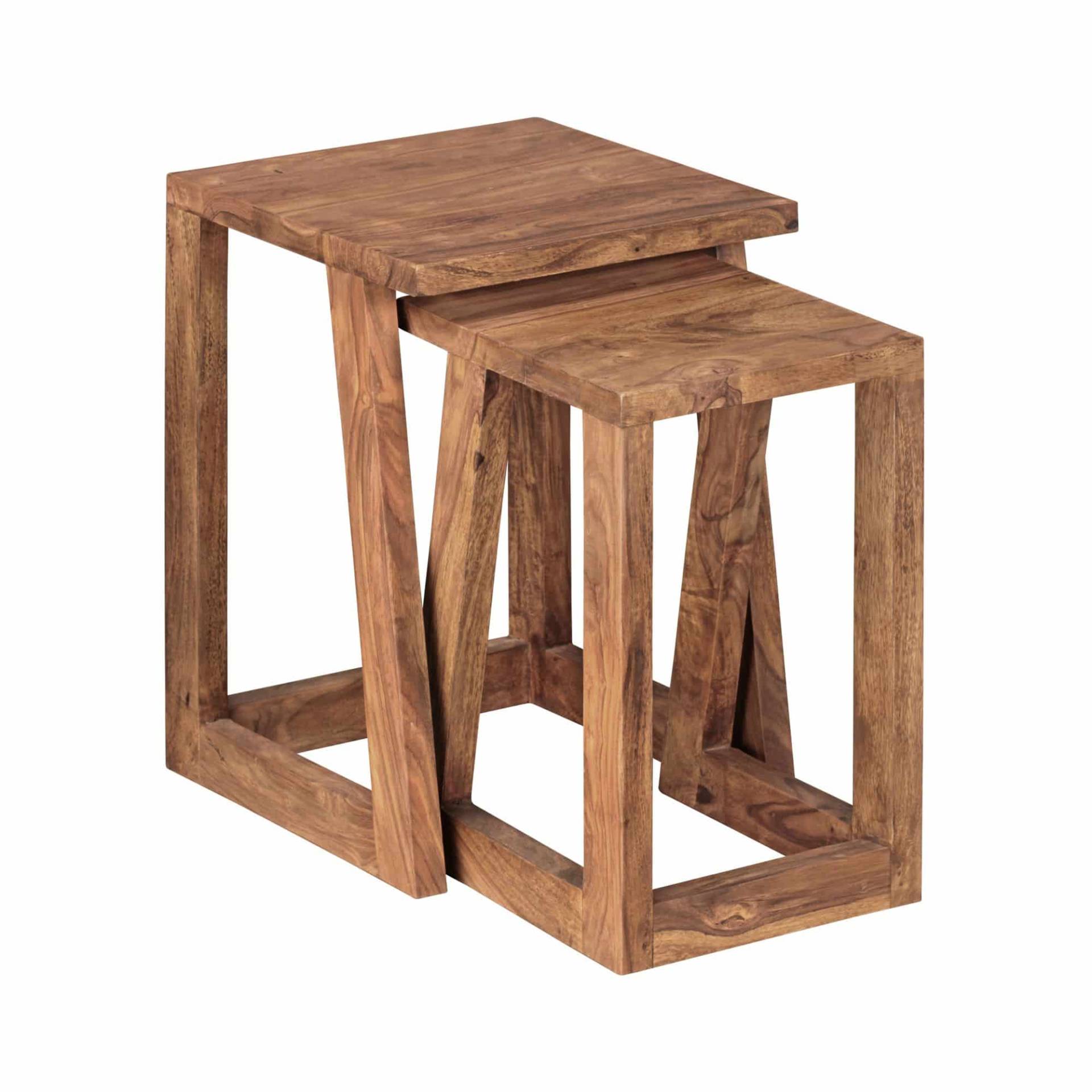 2er Set MUMBAI Beistelltisch Massivholz Sheesham Design Wohnzimmer-Tisch eckig Nachttisch Satztisch Landhaus-Stil 2er Set MUMBAI Beistelltisch Massivholz Sheesham Design Wohnzimmer-Tisch eckig Nachttisch Satztisch Landhaus-Stil von Wohnling