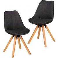 2er Set Retro Esszimmerstuhl Anthrazit Polsterstuhl Stoff-Bezug Rückenlehne Design Küchen-Stuhl gepolstert von Wohnling