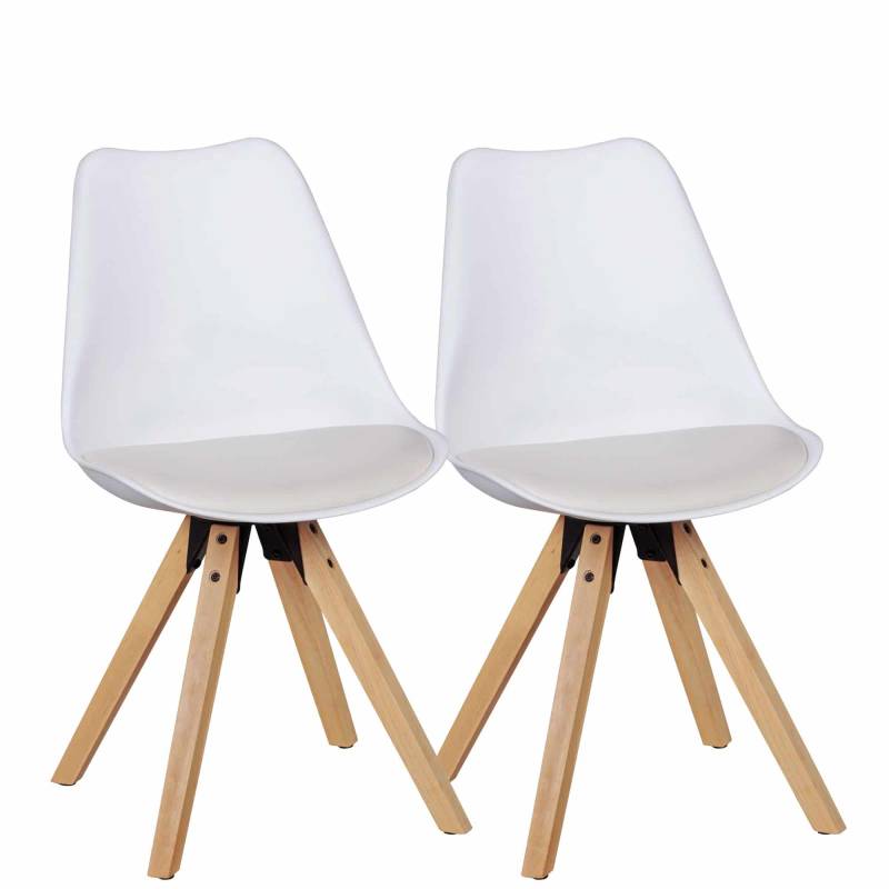 2er Set Retro Esszimmerstuhl LIMA weiß von Wohnling