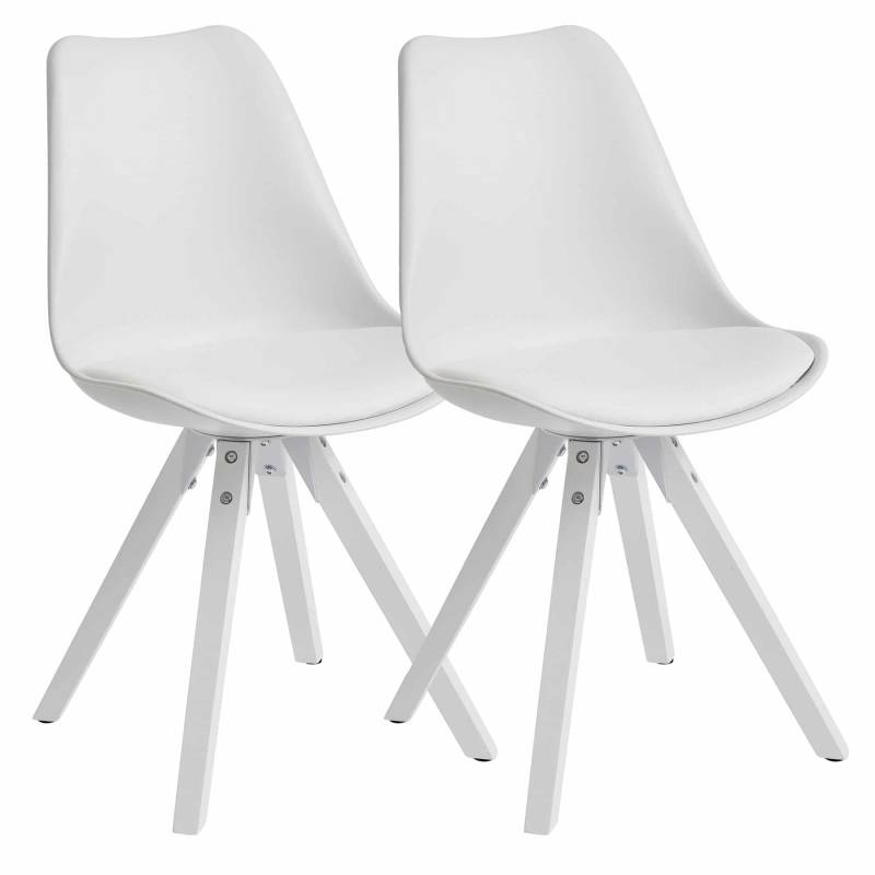 2er Set Retro Esszimmerstuhl Weiß Skandinavisch von Wohnling