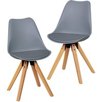 2er Set Retro Esszimmerstuhl grau | Polsterstuhl Skandinavisch Rückenlehne | Küchenstuhl Kunstleder gepolstert von Wohnling