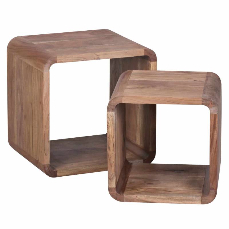 2er Set Satztisch BOHA Massivholz Design Couchtisch Akazie 2 Tische von Wohnling