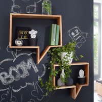 2er Set Wandregale Massivholz Akazie Cubes Neu von Wohnling
