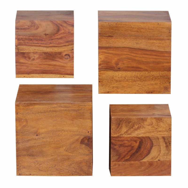 4er Set Wandregale MUMBAI Massivholz Sheesham Holzregal Landhaus-Stil Hängeregal 25cm und 20cm Echt-Holz Wandboard von Wohnling