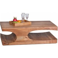 Akazie Massivholz Couchtisch mit Ablagefächern 118 x 70 cm von Wohnling