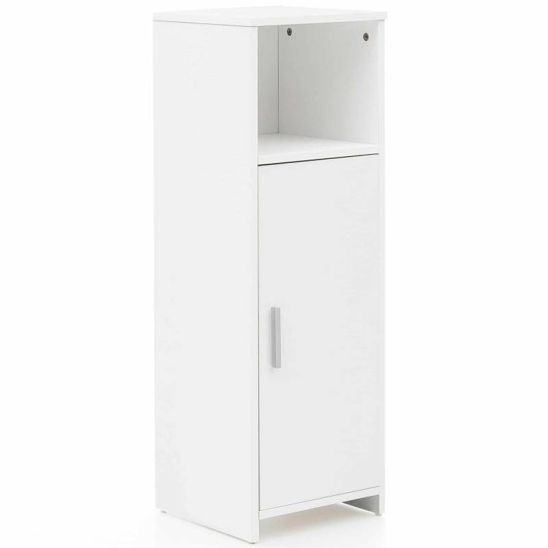 Badschrank 30 x 95,5 x 30 cm weiß Holz mit Tür und Ablagefach von Wohnling