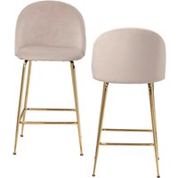 Barhocker 2er Set beige messing Samt Eisen Barhocker 2er Set beige messing Samt Eisen von Wohnling