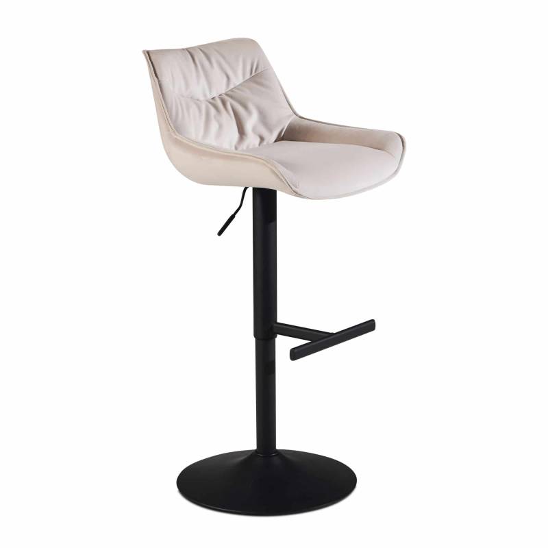 Barhocker Samt Beige Hocker mit Lehne 86 - 106 cm von Wohnling