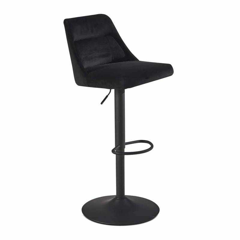 Barhocker Samt Schwarz Hocker mit Lehne 86 - 106 cm von Wohnling