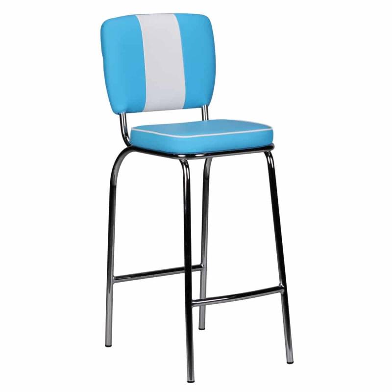 Barstuhl American Diner 50er Jahre Retro Blau Weiß von Wohnling