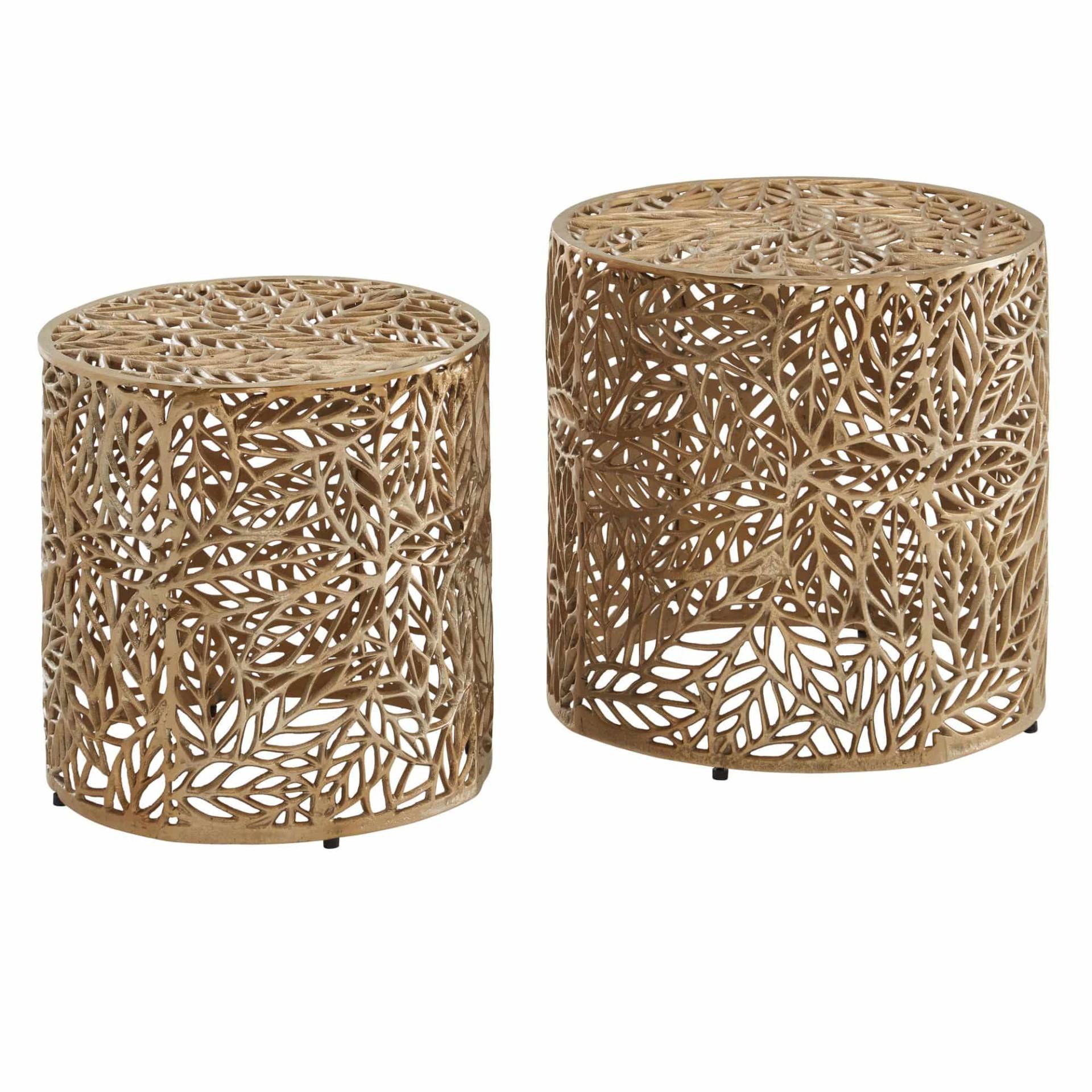 Beistelltisch 2er Set Aluminium Gold Design Satztisch Metall Rund von Wohnling