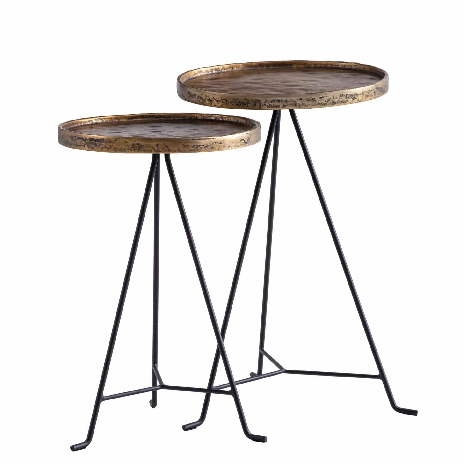 Beistelltisch 2er Set Metall Gold / Schwarz Design Satztisch Rund von Wohnling
