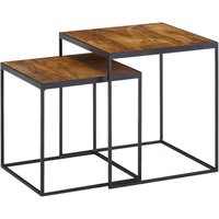 Beistelltisch 2er-Set. braun Holz B/H/T: ca. 40x44x40 cm von Wohnling