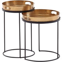Beistelltisch 2er-Set. gold Metall B/H/T: ca. 38x45x38 cm von Wohnling