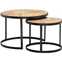 Beistelltisch 2er-Set. natur natur schwarz pulverbeschichtet Akazie MDF Eisen Beistelltisch 2er-Set. natur natur schwarz pulverbeschichtet Akazie MDF Eisen von Wohnling