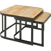 Beistelltisch 2er-Set. natur schwarz pulverbeschichtet Echtholz Eisen von Wohnling