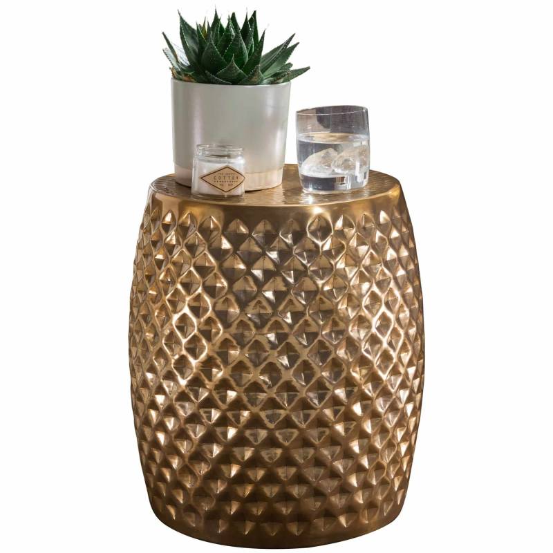 Beistelltisch 32x42x32 cm Aluminium Anstelltisch Gold Orientalisch Rund von Wohnling