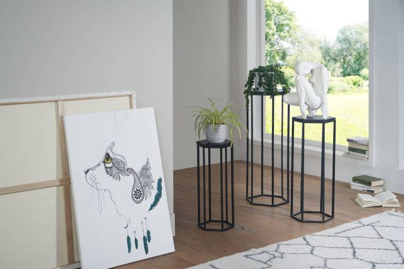 Beistelltisch 3er Set Sheesham Black Finish von Wohnling