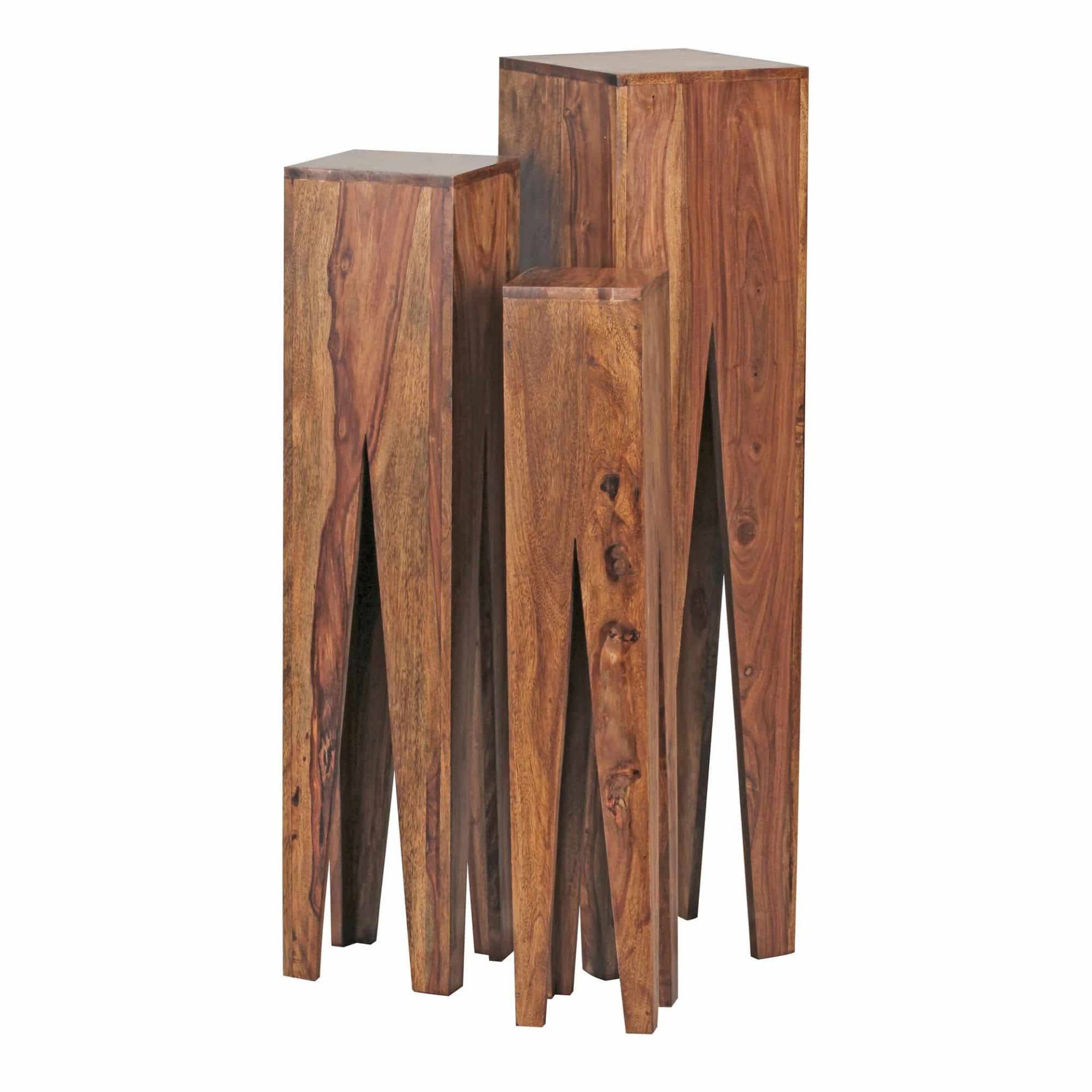Beistelltisch 3er Set Sheesham Massivholz Beistelltisch 3er Set Sheesham Massivholz von Wohnling