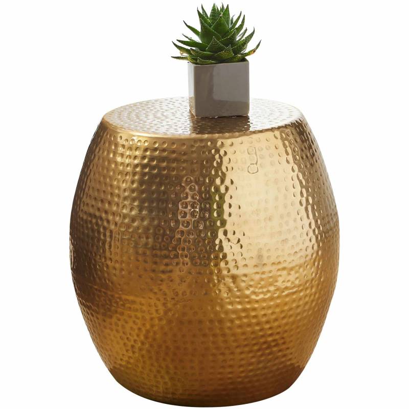 Beistelltisch 42 x 42 x 42 cm Aluminium Gold Dekotisch Orientalisch Rund von Wohnling