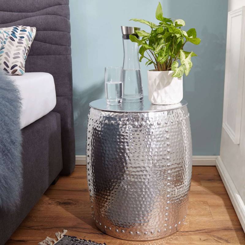 Beistelltisch 42x49x42cm Aluminium Silber Dekotisch orientalisch rund Beistelltisch 42x49x42cm Aluminium Silber Dekotisch orientalisch rund von Wohnling