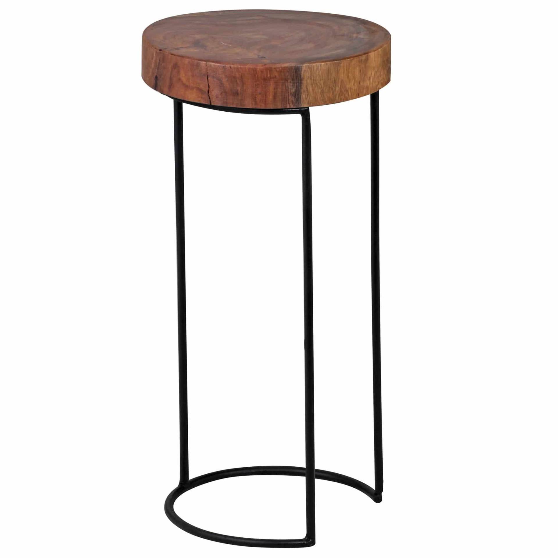 Beistelltisch AKOLA Massiv-Holz Sheesham Wohnzimmer-Tisch Metallbeine Landhaus-Stil Baumstamm-Form Echt-Holz Natur Beistelltisch AKOLA Massiv-Holz Sheesham Wohnzimmer-Tisch Metallbeine Landhaus-Stil Baumstamm-Form Echt-Holz Natur von Wohnling