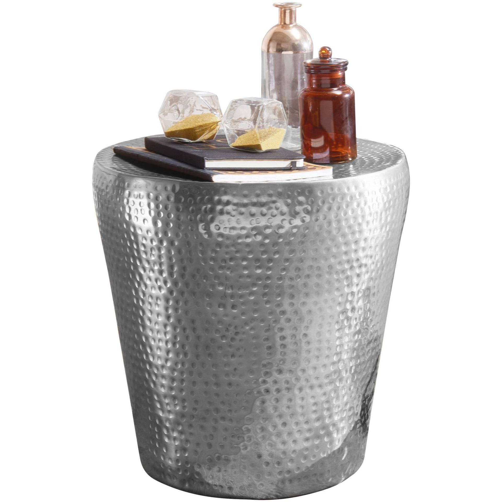Beistelltisch Aluminium Silber 41x41x41cm orientalisch rund Hammerschlag Design Beistelltisch Aluminium Silber 41x41x41cm orientalisch rund Hammerschlag Design von Wohnling