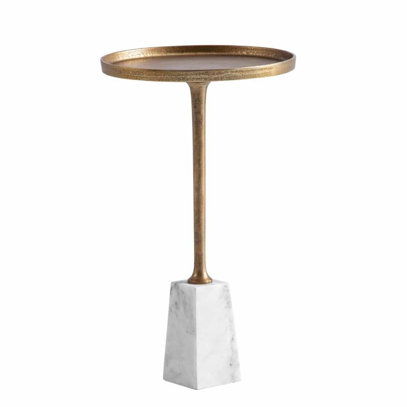 Beistelltisch Echter Marmor Metall 34x34x58 cm Anstelltisch Gold Weiß von Wohnling