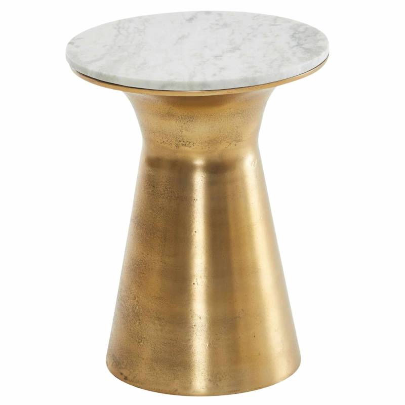 Beistelltisch Echter Marmor Weiß 35x35x45 cm Anstelltisch Metall Gold von Wohnling