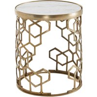 Beistelltisch gold Optik weiß Marmor Optik Aluminium Marmor B/H/T/D: ca. 46x46x55x44 cm von Wohnling