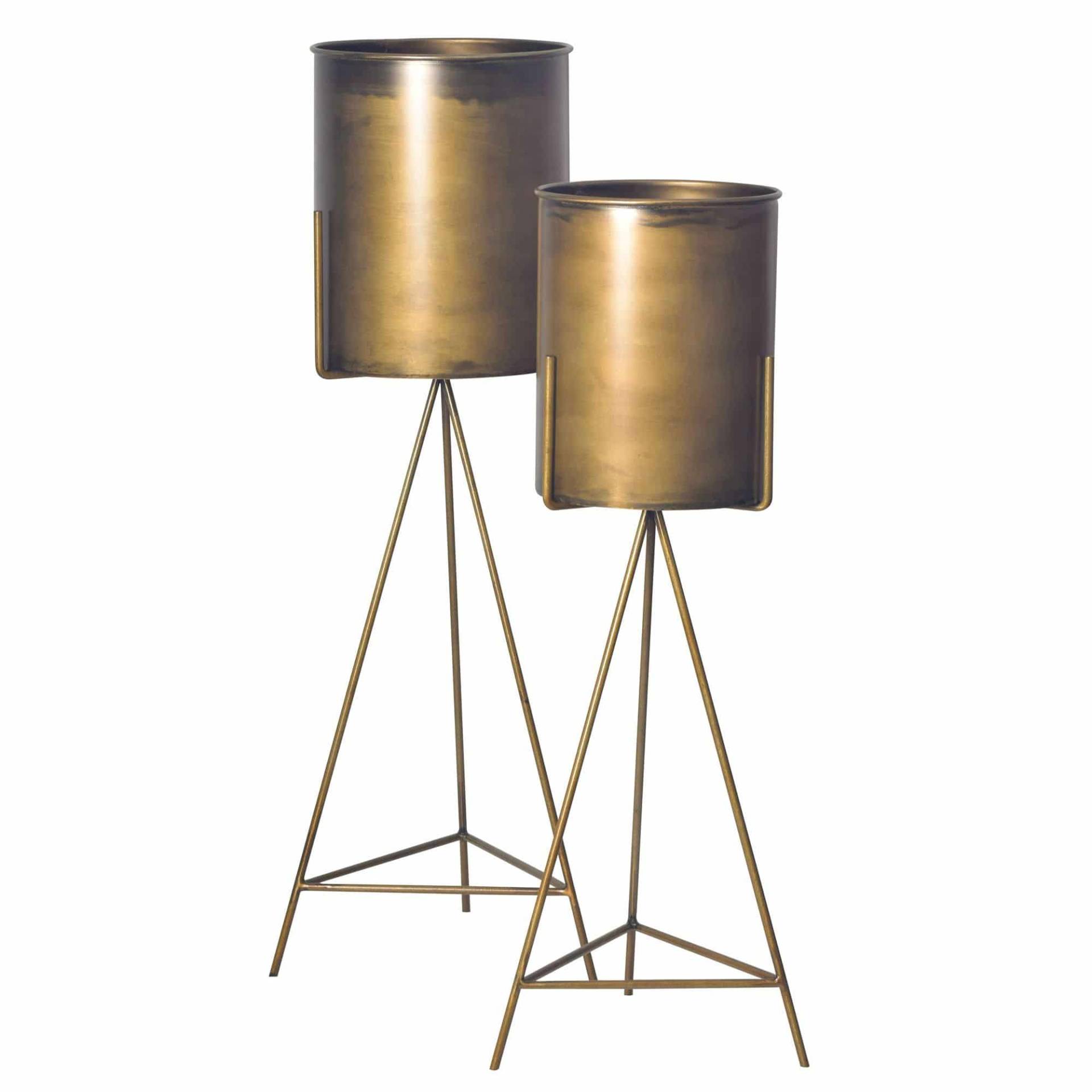 Blumentopf 2er Set Metall Pflanzkübel Gold mit Gestell Blumentopf 2er Set Metall Pflanzkübel Gold mit Gestell von Wohnling