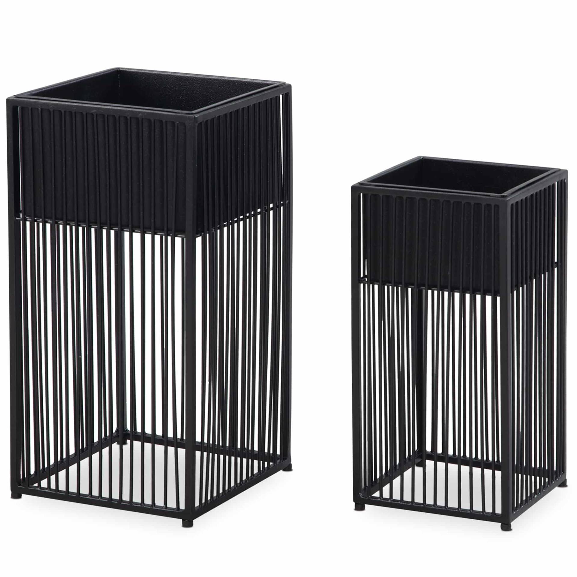 Blumentopf 2er Set Metall Pflanzkübel Schwarz mit Gestell Blumentopf 2er Set Metall Pflanzkübel Schwarz mit Gestell von Wohnling