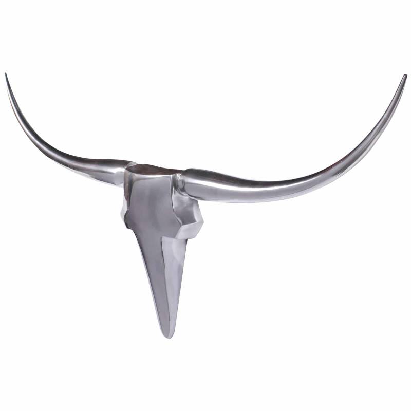 Bull Geweih L Wanddekoration 125cm breit Alu Aluminium silber Aluminiumdekoration Wand Geweih Wandgestaltung von Wohnling
