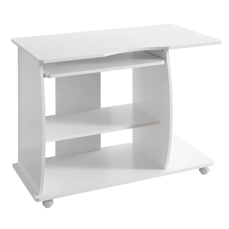 Computertisch GRASSE rollbar Weiß 90 x 71 x 50 cm mit Tastaturauszug von Wohnling