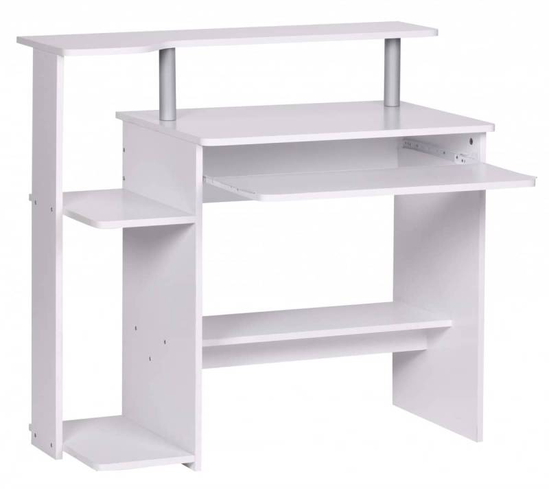 Computertisch WL1.153 Weiß 94x90,5x48,5 cm Laptop Tisch Modern mit Tastaturauszug von Wohnling